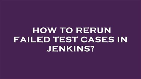 So you can configure your Maven build execution on Jenkins using the option Dsurefire. . Jenkins rerun failed tests
